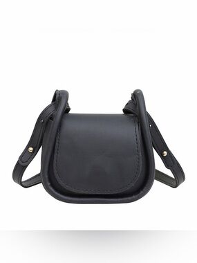 Black Leather Crossbody Saddle Bag - Classic Women's Bag